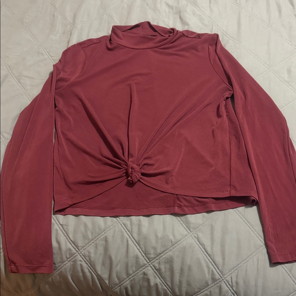 Forever 21 Women's Long Sleeve Knotted Top - Burgundy
